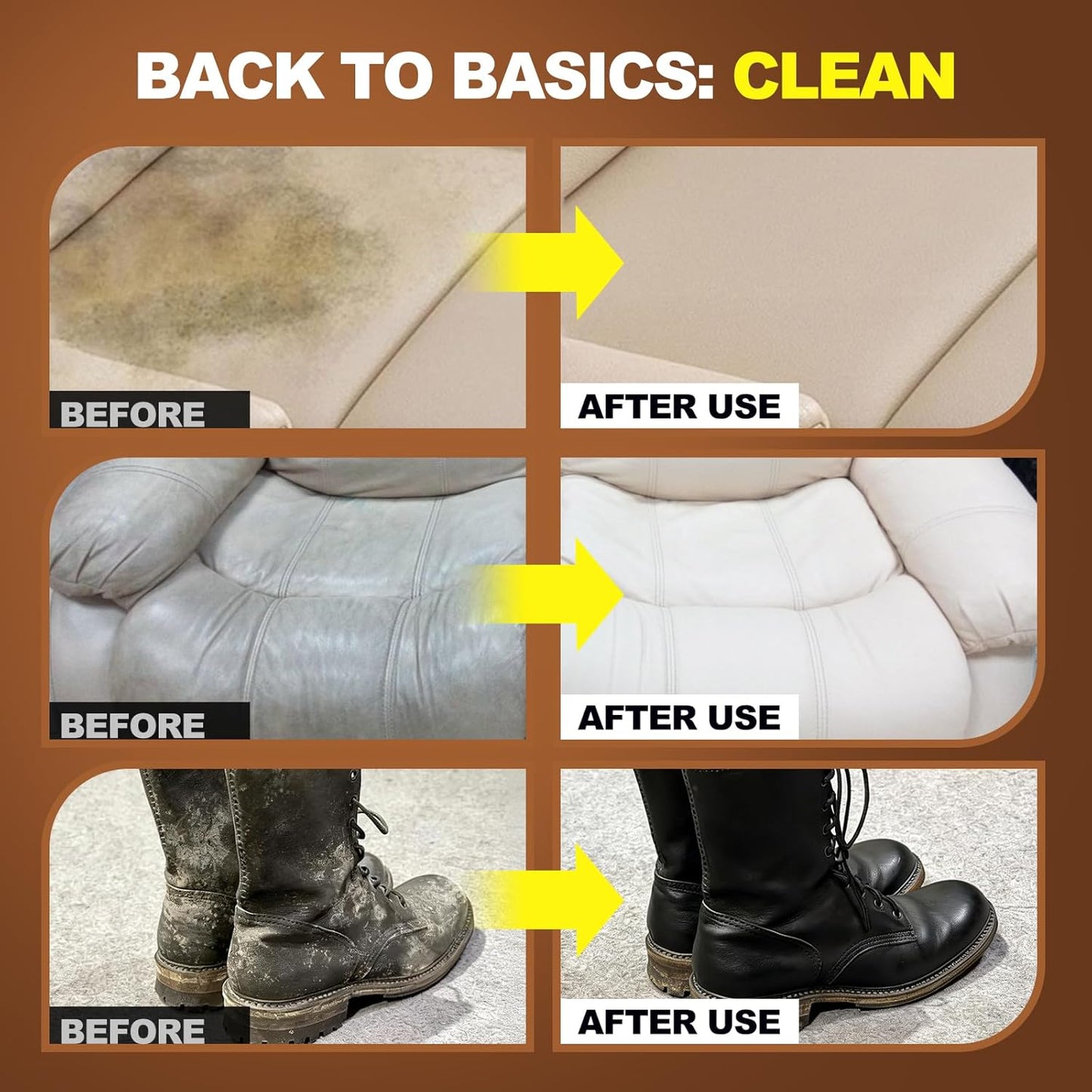 Leather Cleaner and Conditioner for Couch: Complete 2-Step Care Set for Car Interior Furniture Sofa Shoes Bags & Jackets - Restores Dry Cracked Faded & Scratched Leather
