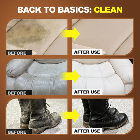 Leather Cleaner and Conditioner for Couch: Complete 2-Step Care Set for Car Interior Furniture Sofa Shoes Bags & Jackets - Restores Dry Cracked Faded & Scratched Leather