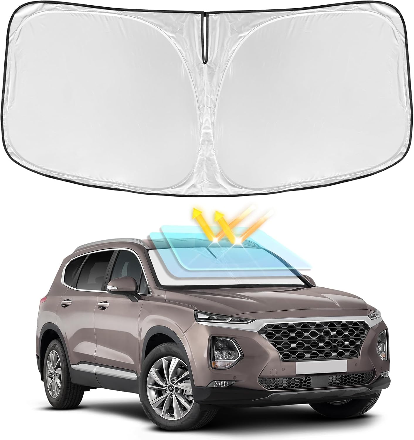 for Toyota Tacoma 2016-2023 2024 2025 2026 Sun Shade Sunshade Windshield Cover - 4 Layers Front Window Shade Custom Fit Tacoma 2Dr 4Dr Pickup Sun Visor 240T Shade Blocks UV Rays Car Accessories - Colors D