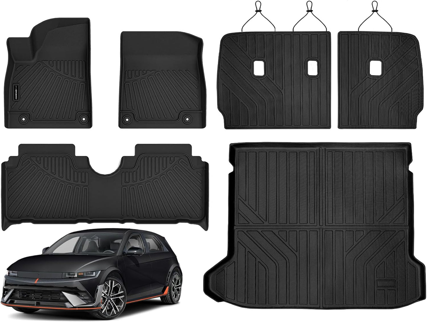 Auxko All Weather Floor Mat & Cargo Mat Fit for 2026 2025 2024 2023 2022 Hyundai Tucson Hybrid(Not PHEV) TPE Liner Tucson Accessory Set All Season Odorless Anti-Slip Floor Liner