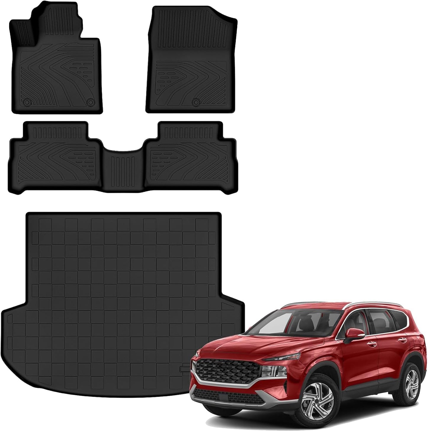 Auxko All Weather Floor Mat & Cargo Mat Fit for 2026 2025 2024 2023 2022 Hyundai Tucson Hybrid(Not PHEV) TPE Liner Tucson Accessory Set All Season Odorless Anti-Slip Floor Liner