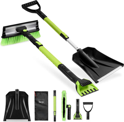 Best Choice Products Snow Brush with Squeegee & Ice Scraper, Up to 39" Extendable Foam Grip, 270° Pivoting Snow Brush for Car Truck SUV, Storage Bag Included - Pink