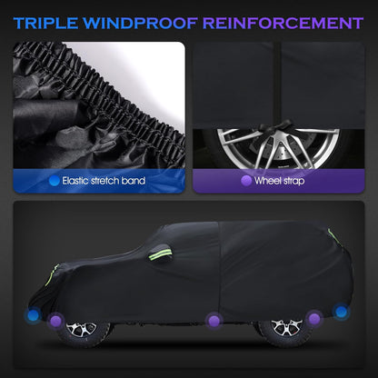 Car Cover Custom Fit for Honda CRV 1997-2025,Toyota RAV4 1996-2025, 6 Layers Truck Cover Waterproof All Weather for Automobiles,Outdoor Full Exterior Cover,Rain, Sun, Wind Protection,Black