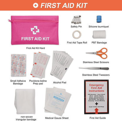THINKWORK Car Emergency Kit for Teen Girl and Lady's Gifts, Pink Emergency Roadside Assistance kit with Digital Air Compressor, 10FT Jumper, First Aid Kit, and More Ideal Pink Car Accessories Tool -E7