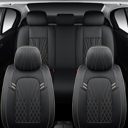 MINGBRON Leather Car Seat Covers,Car Seat Protector Waterproof,Seat Covers Full Set, Car Seat Protectors 5 Seats,Automotive Seat Covers Fit Most Cars Wine Red