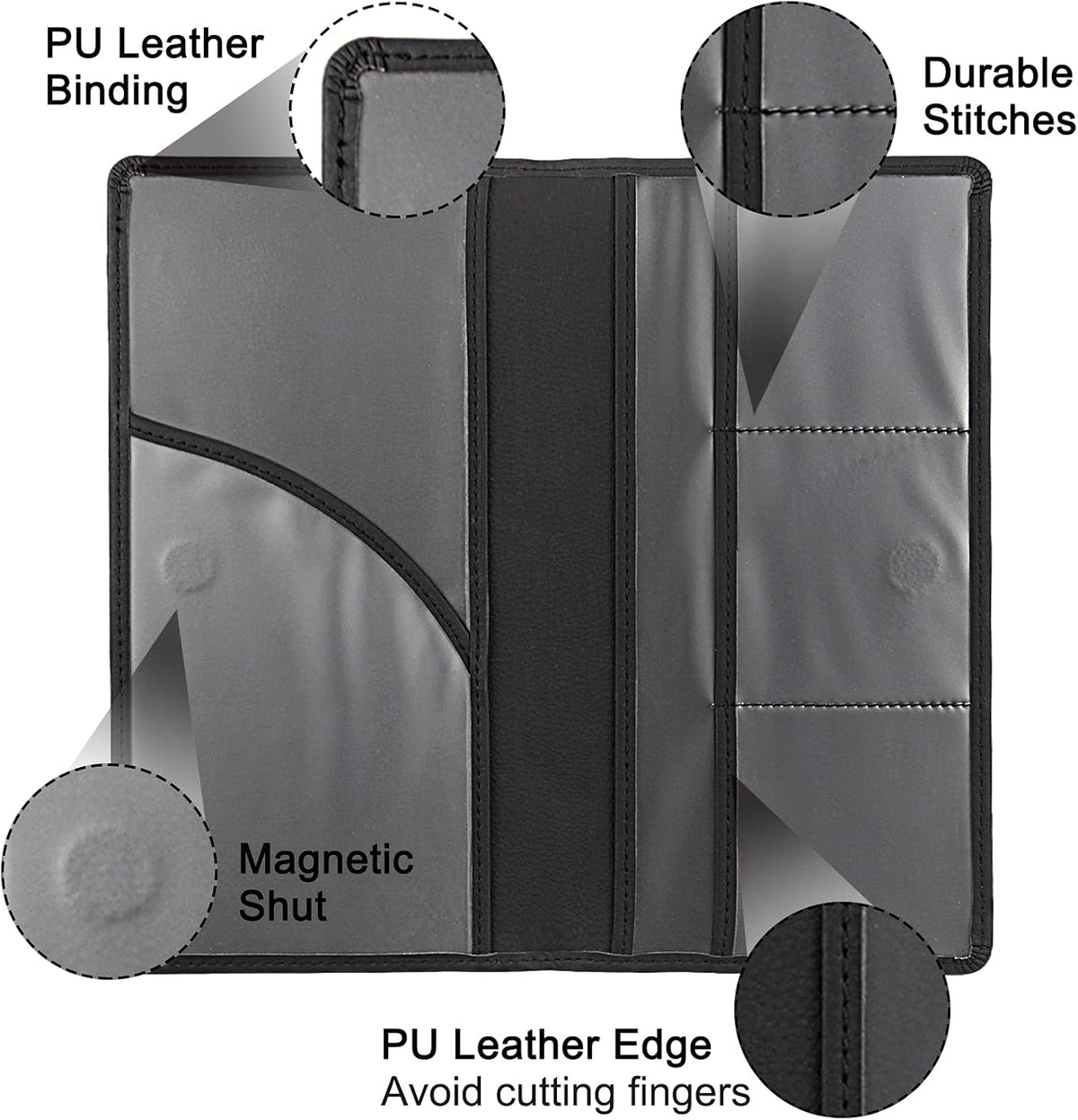 LumiMokki Premium Car Registration & Insurance Card Holder with Magnetic Shut, Vehicle Glove Box Car Organizer - For Documents, Cards, License (Black)