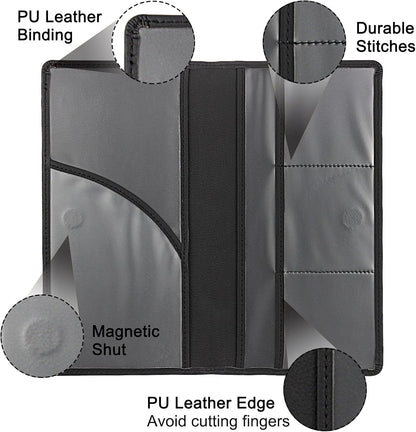 LumiMokki Premium Car Registration & Insurance Card Holder with Magnetic Shut, Vehicle Glove Box Car Organizer - For Documents, Cards, License (Black)