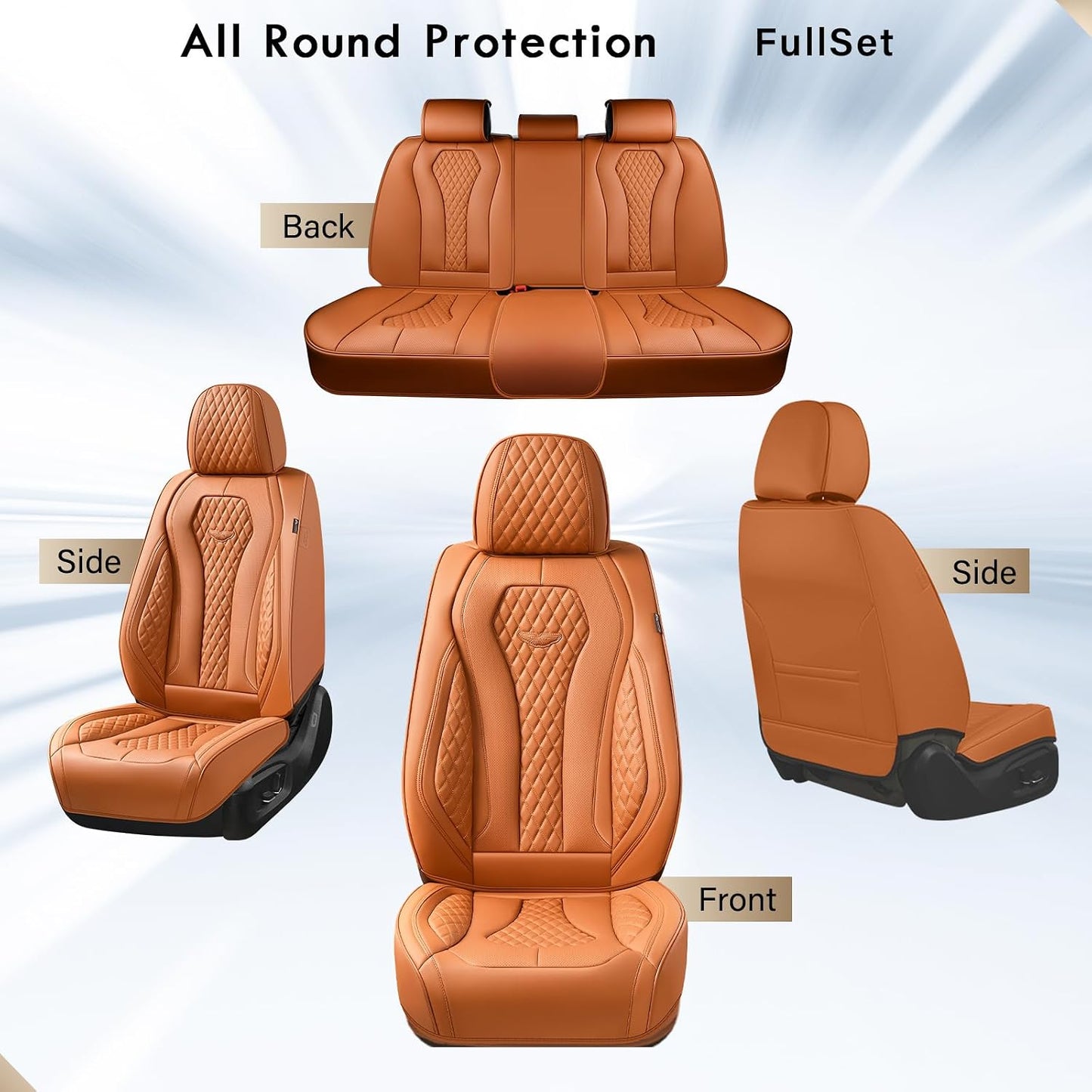 Coverado Seat Covers, Car Seat Covers Full Set, Black Car Seat Cover, Car Seat Covers Front Seats Back Seat Cover, Waterproof Car Seat Cushion, Leather Seat Covers Seat Protector Fit for Most Cars