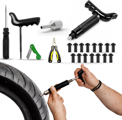 GRAND PITSTOP 20 Pcs Tubeless Tire Puncture Repair Kit with Mushroom Plug for Tyre Punctures and Flats on Cars, Motorcycles, ATV, Trucks & Tractors (15 Mushroom Plugs)
