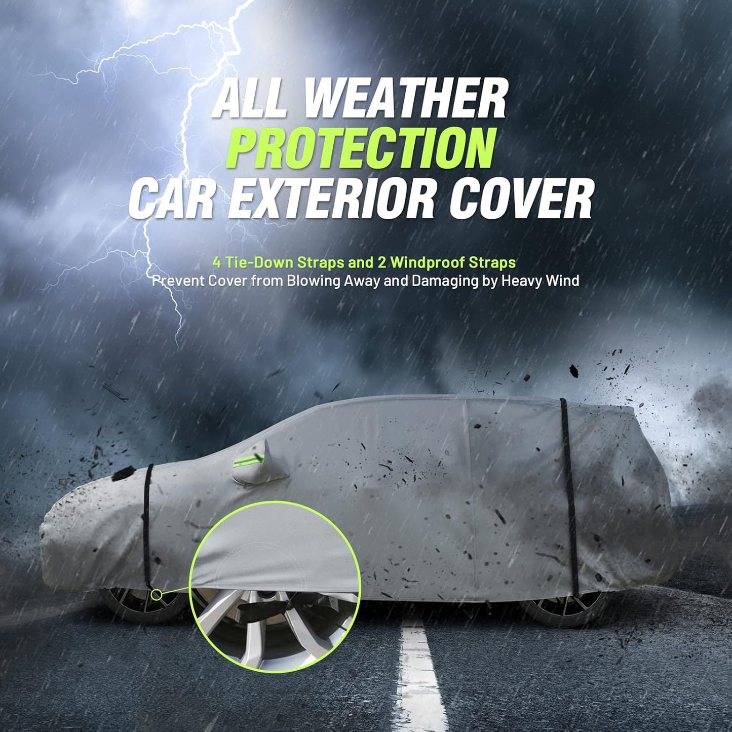Favoto SUV Car Cover Waterproof All Weather 6 Layers Heavy Duty Car Cover for Automobiles Rain Sun Snow UV Protection with Inner Cotton Car Cover Outdoor Universal Fit for SUV (188-198 inch) Silver
