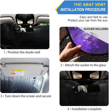 Black Leopard Car Windshield Sun Shade Animal Skin Print Foldable UV Ray Sun Visor Protector Sunshade to Keep Your Vehicle Cool (51" x 27.6")