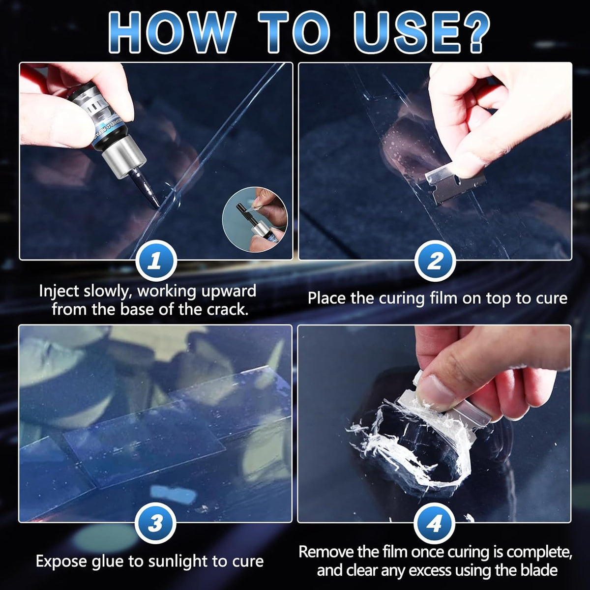 Windshield Chip Repair Kit，Car Windshield Crack Repair Kit for Glass Repair，Cracked Windshield Repair Kit for Chips and Cracks，Rock Chip Repair Kit Windshield for Glass Repair Liquid for Cracks