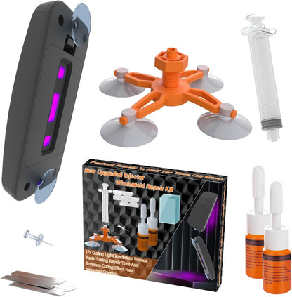 Windshield Repair Kit, 4 Pack Windshield Crack Repair Kit, Upgraded Windshield Chip Repair Kit with Pressure Syringes, Car Window Crack Repair Kit Quick Fix for Bulls-Eye & Star-Shaped Chips, Cracks