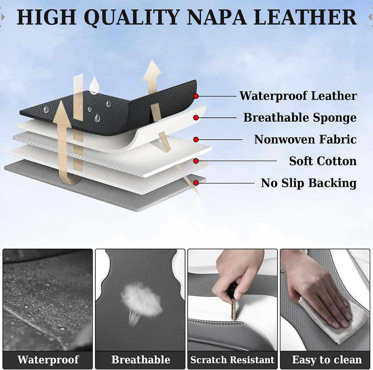 Coverado Car Seat Covers, Seat Covers Full Set, 5 Seats Automotive Seat Cover, Mesh Breathable Seat Protectors, Universal Fit for Most Cars
