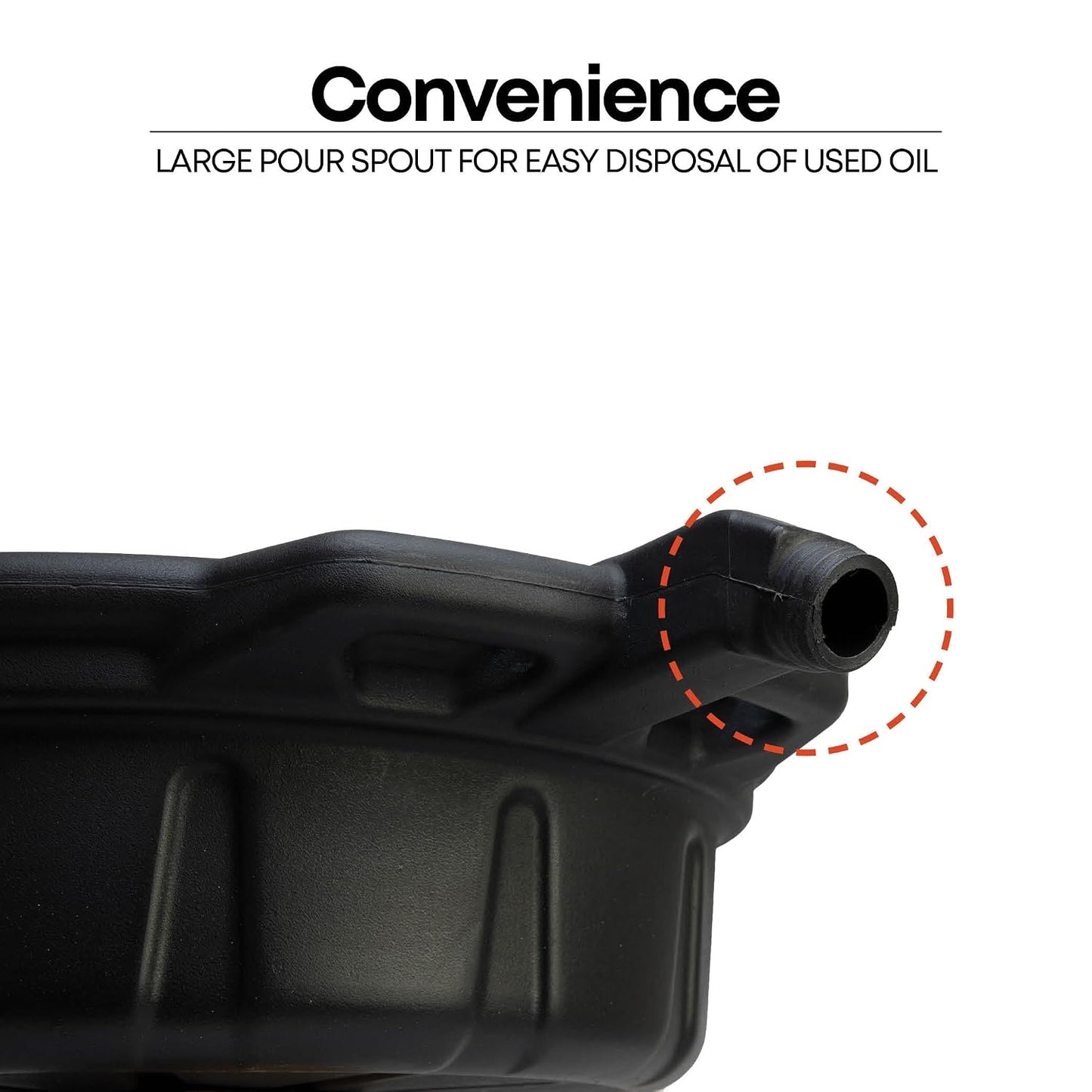 Groz 15 Quart Oil Drain Pan with Wheels & O-Ring Seal - 8" Wide Opening, Catch Basket, Leak-Proof Spout for Trucks, Cars, Fleet Maintenance (41966)