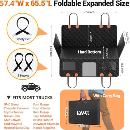 IJVAE Dog Seat Cover for Back Seat, Hard Bottom Back Seat Extender Holds 500 lbs, Waterproof & Nonslip Car Hammock for Large Pets, Comfortable Travel Seat Protector for SUV and Sedan
