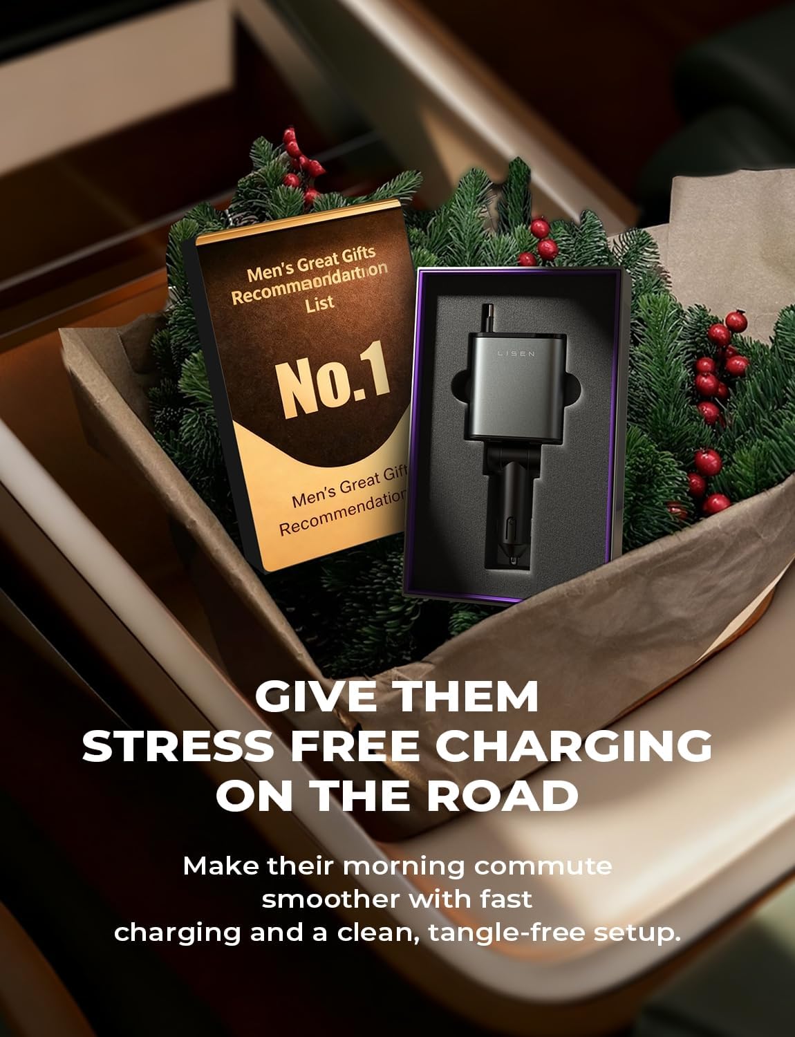LISEN Retractable Car Charger, 84W Car Charger USB C Fast Charger, Cigarette Lighter USB Charger Adapter, Car Accessories Birthday Gifts for Men Women Dad Mom Husband, for iPhone 17 16 15 14 13 12 11