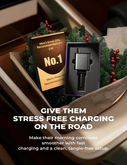 LISEN Retractable Car Charger, 84W Car Charger USB C Fast Charger, Cigarette Lighter USB Charger Adapter, Car Accessories Birthday Gifts for Men Women Dad Mom Husband, for iPhone 17 16 15 14 13 12 11