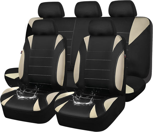 CAR PASS Waterproof Car Seat Covers Front Seats Only with 5mm Composite EVA, Neoprene Car Seat Cover with Separate Headrest Cover, Quick Setup Universal Fit for Car SUV Trucks,Airbag Compatible（Gray