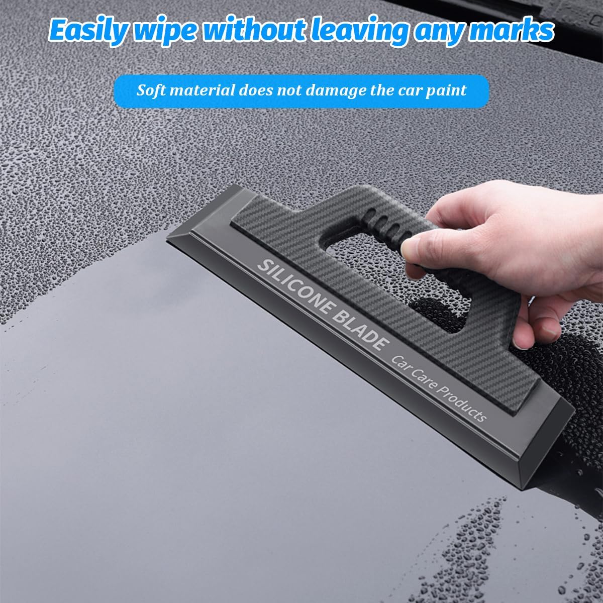 Car Window Squeegee, Soft Silicone Blade for Cleaning Water, Professional One-Piece Auto Glass Water Wiper, 11.8 Inches Water Scraper Cleaner for Shower Doors Mirror, Home Drying Use