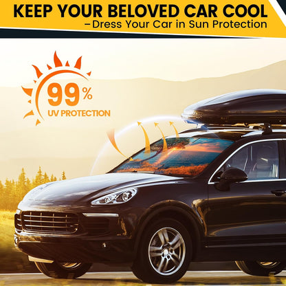 Car Windshield Sun Shade - Foldable Car Sun Shade Windshield for Front Window, Reflector Sunshade Offers Ultimate Protection for Cars Interior (55.2 x 31.5 in)