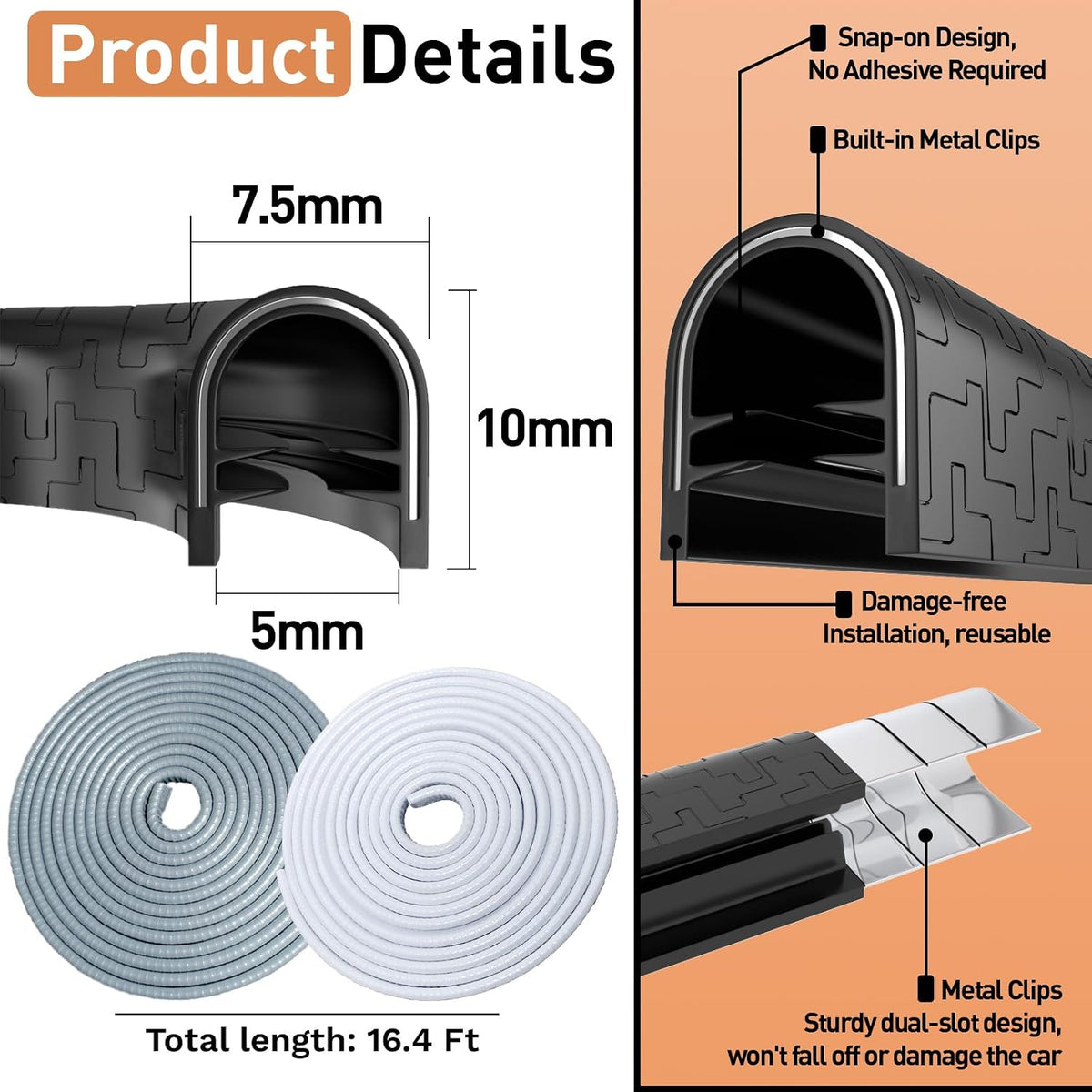 Car Door Edge Guards, 32.8Ft(10m) Car Door Protector Edge Guards Rubber Seal, Doors Edge Trim U Shape Edge Guards for Cars Trucks Suvs (Black)