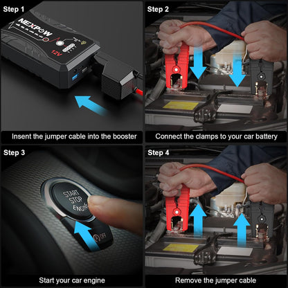 NEXPOW Car Jump Starter 2026 Upgraded Car Battery Jump Starter Pack 3000A Peak for Up to 9.0L Gas and 7.0L Diesel Engine 12V Auto Battery starter Jumper Cables Portable Lithium Jump Box with USB QC3.0