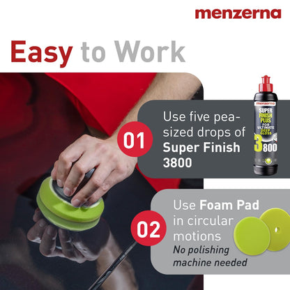 menzerna “Super Finish Plus 3800” Car Polishing I Deep Gloss Polish for a Perfect Mirror-Like Finish I Polishing Compound for Micro Scratches & Holograms on Cars & SUVs I Silicone Free I 8 fl oz.