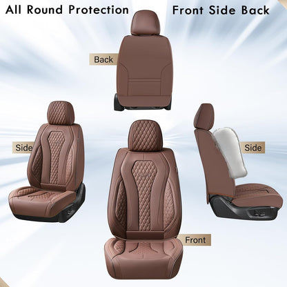 Coverado Seat Covers, Car Seat Covers Full Set, Black Car Seat Cover, Car Seat Covers Front Seats Back Seat Cover, Waterproof Car Seat Cushion, Leather Seat Covers Seat Protector Fit for Most Cars