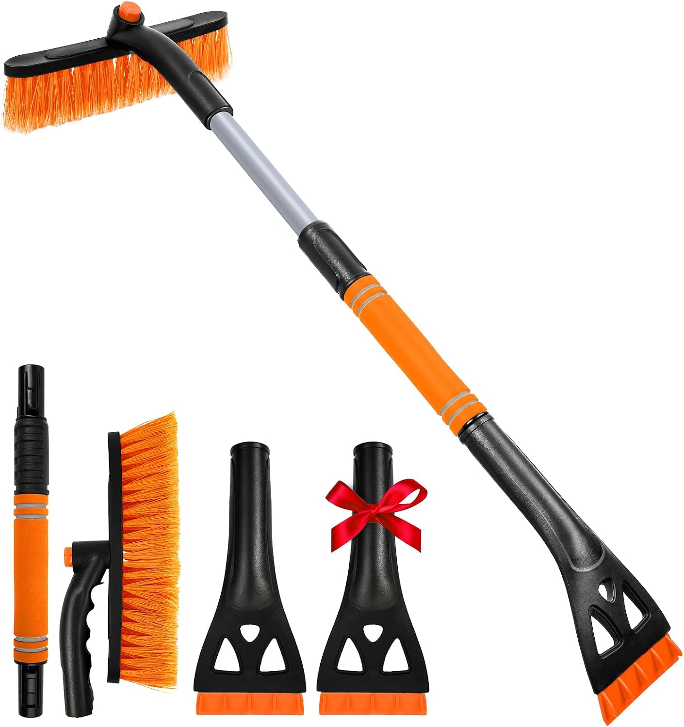 34" Extendable Ice Scrapers for Car Windshield 2-in-1 Snow Brush for Car Snow Scraper for Car Snow Scraper and Drush with Ergonomic Foam Grip for Cars, Trucks, SUVs with 360° Pivoting Brush Head Blue