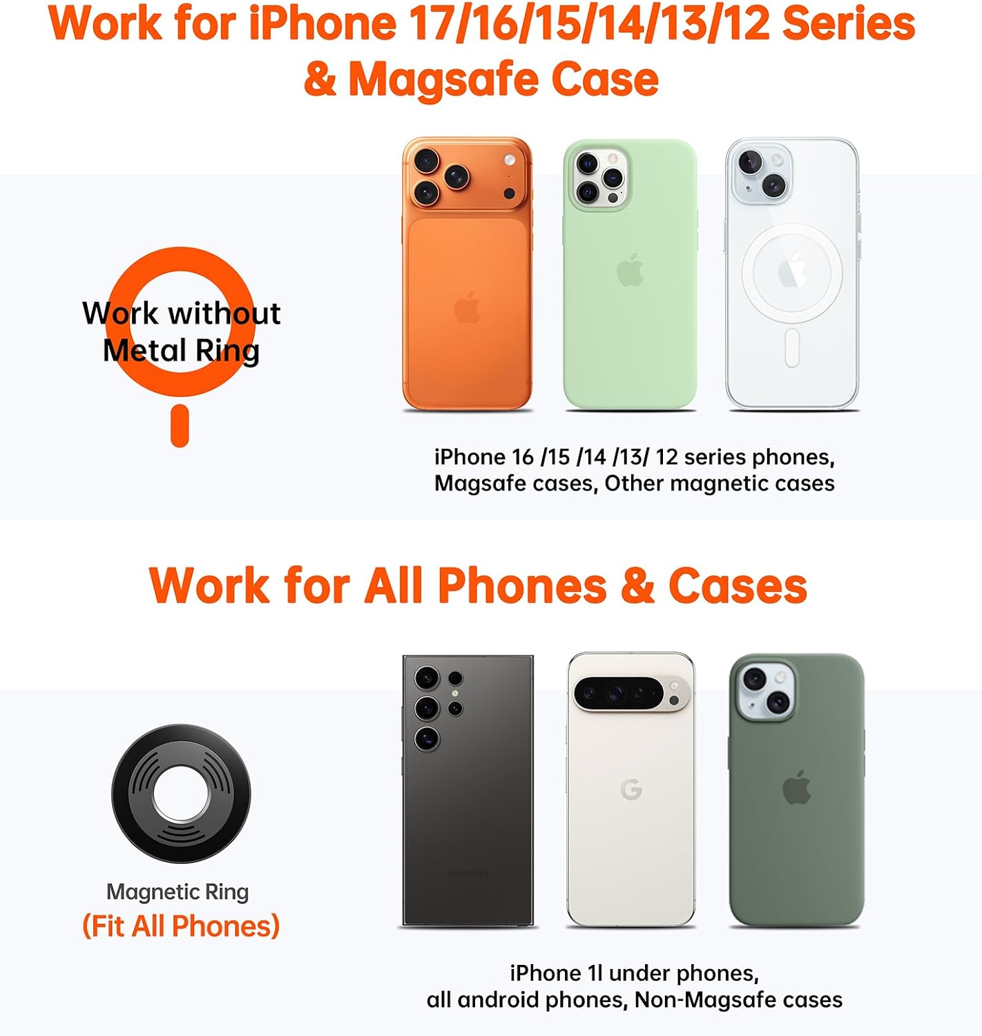 Coolpow for MagSafe Car Mount【Windshield+Vent+Dash】Magnetic Phone Holder for Car Phone Holder Mount Cell Phone Holders for Your Car Accessories Suction Phone Mount for Car Truck Stand for iPhone 17 16