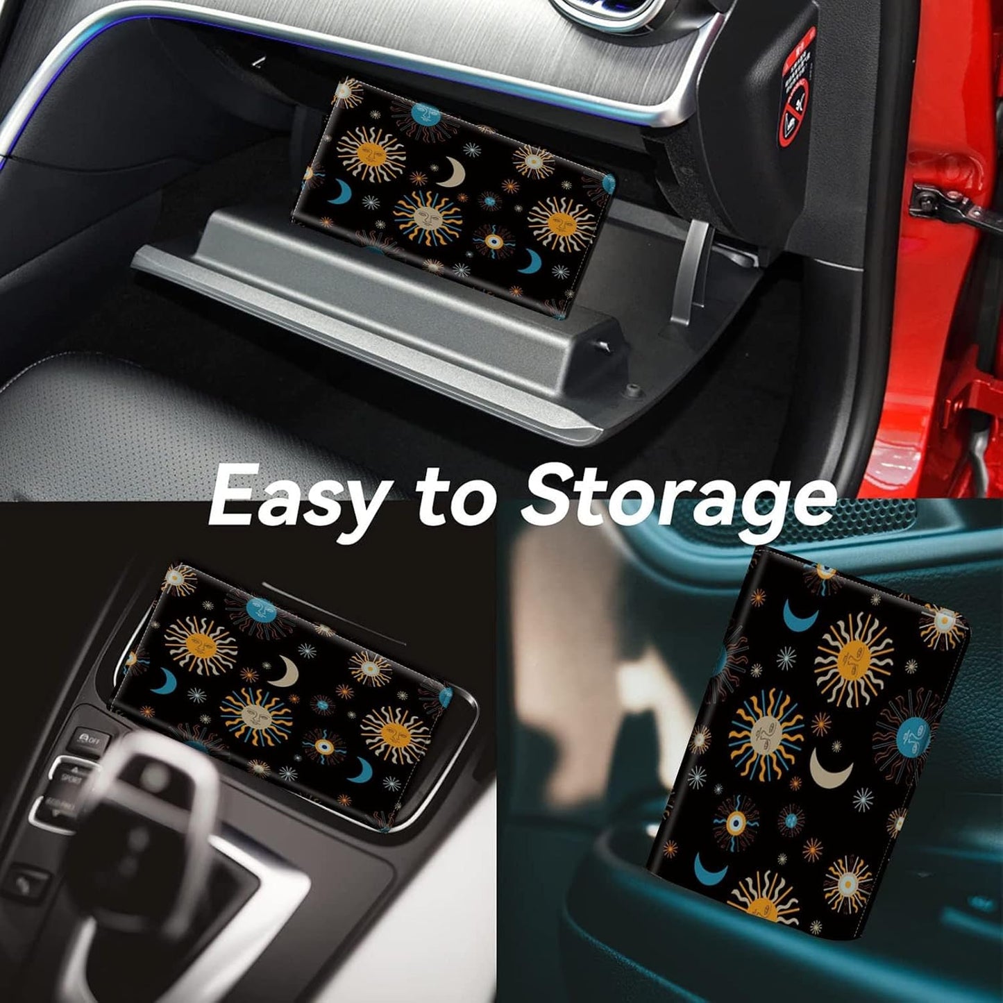 Car Registration and Insurance Holder, Leather Car Glove Box Organizer, Cool Car Accessories for ID, Driver's License Cards & Essential Document, business cards, Men&Women, Retro Audio Cassette