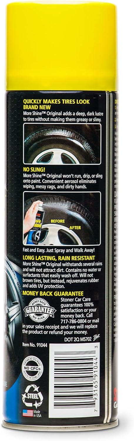 Stoner Car Care 91044-2PK Original More Shine Tire Shine Spray – Tire Dressing Restores Deep Matte Black Finish with Long-Lasting Rain-Resistant Protection, Dry-to-Touch – 12 oz (Pack of 2)