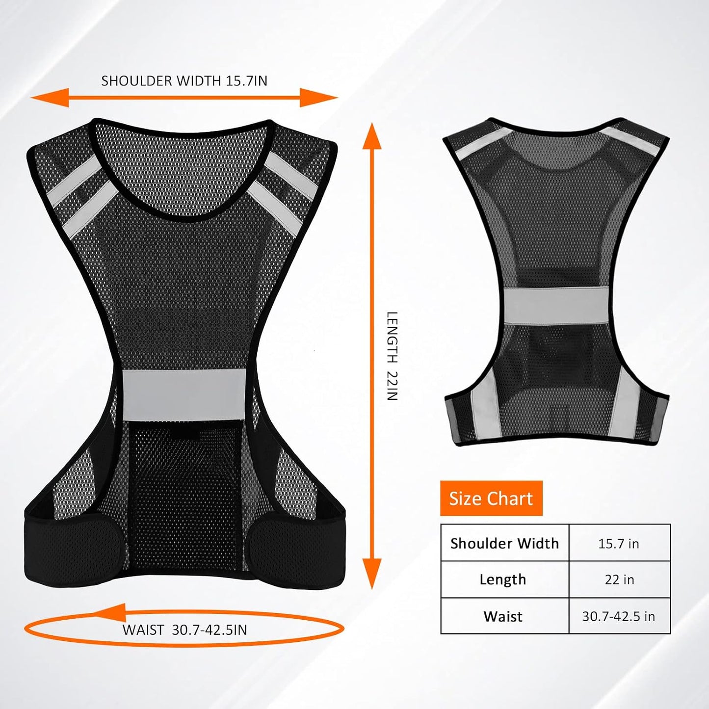 TCCFCCT Reflective Running Vest, High Visibility Running Gear with Large Pocket