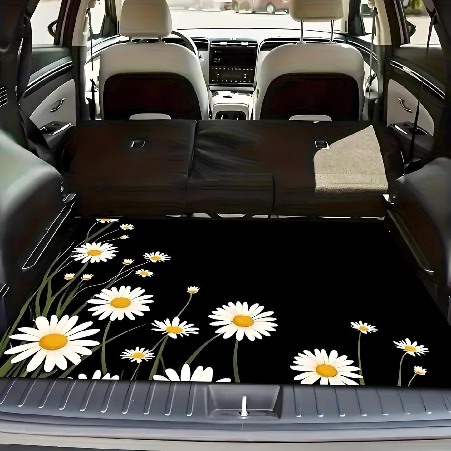 Universal Car Trunk Mat 29" x 39",Purple Colorful Flowers All Weather Trunk Protection Cargo Liner, Durable Cargo Mat Rear Trunk Liner,Stylish Vehicle Interior Accessories Suitable for Most Car Models