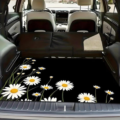 Universal Car Trunk Mat 29" x 39",Purple Colorful Flowers All Weather Trunk Protection Cargo Liner, Durable Cargo Mat Rear Trunk Liner,Stylish Vehicle Interior Accessories Suitable for Most Car Models