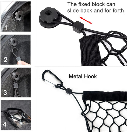 BAILALIBO Cargo Net Stretchable, Adjustable Elastic Trunk Mesh Nets with Metal Hook Universal for SUV, Jeep, Trucks, Car Exterior Accessories for Secure Storage (35.4x15.8 inch)