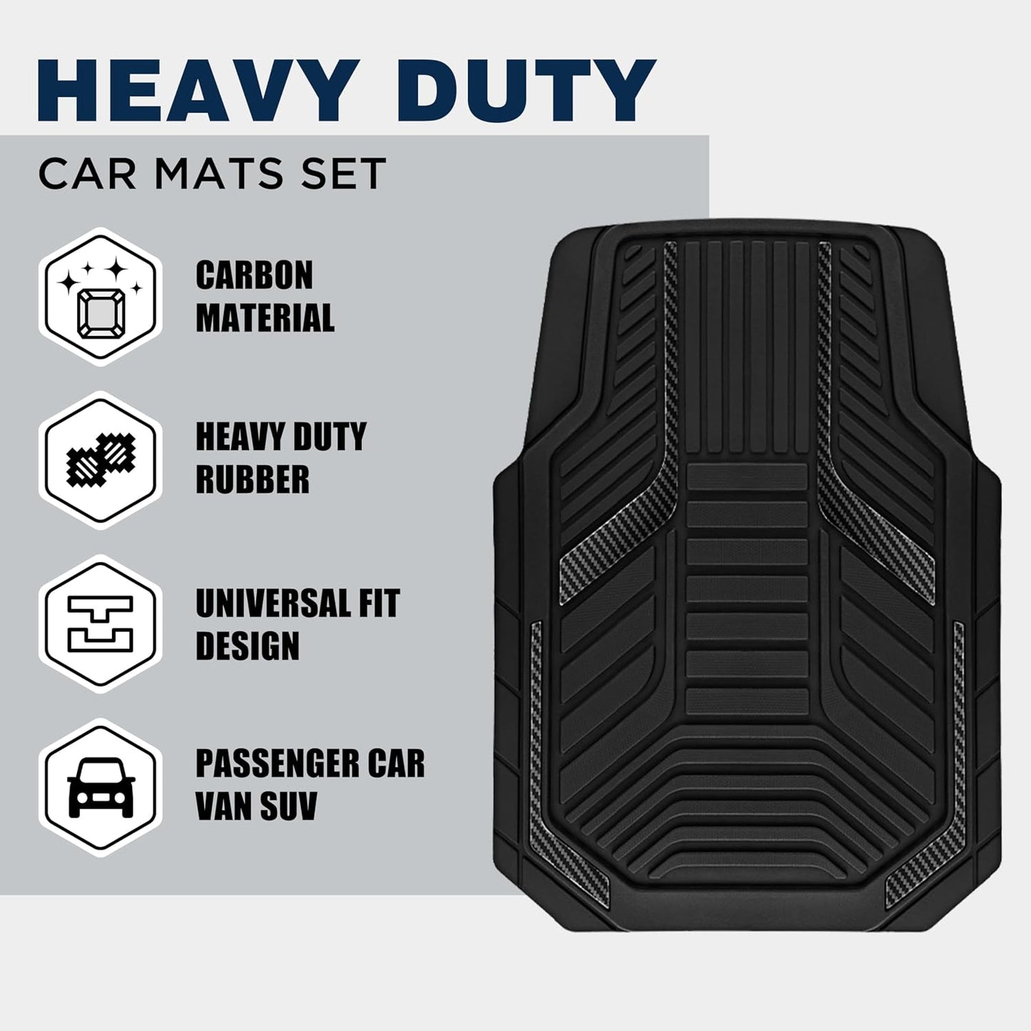 PIC AUTO Heavy Duty Rubber Floor Mats, Purple Aluminum Film Car Mats Set, Front and Rear Car Mats with Anti-Slip Backing, All Weather Protection, Trim-to-Fit for Automotive SUV, Sedan, Van