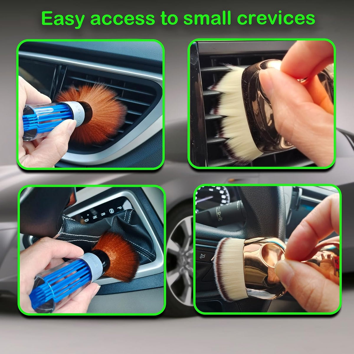 Car Interior Dusting Brush Auto Dust Sweeping Soft Brush Automotive Mini Duster Interior Cleaning Brush for Car Air Vent,Dash,Seat Microfiber Sweep Detailing Brushes Dust Removal Tools 3PCS