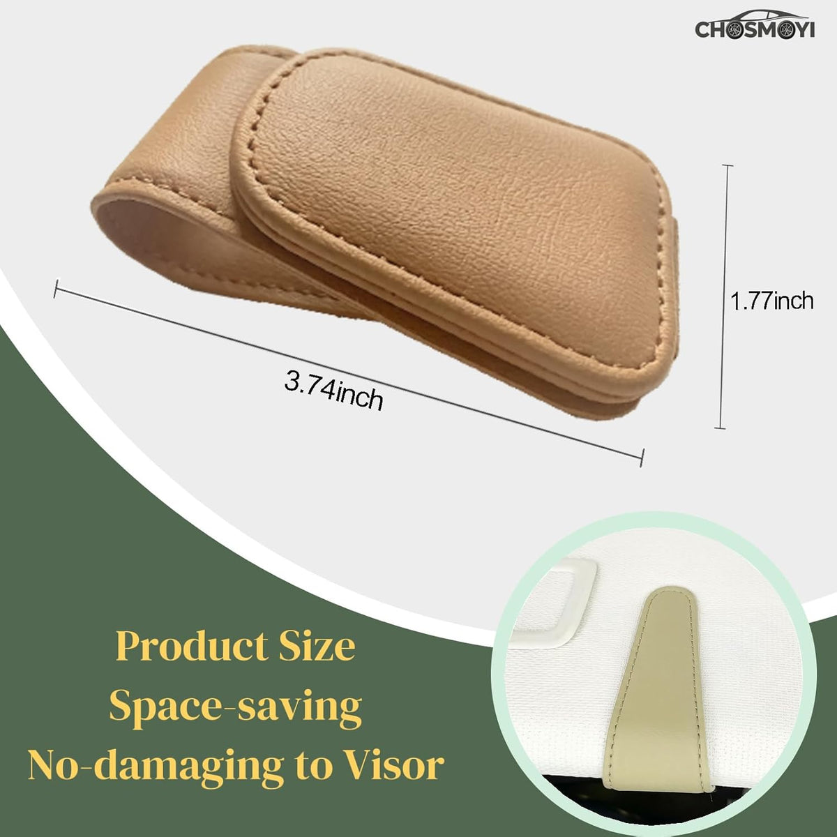 CHOSMOYI Magnetic Leather Sunglass Holder for Car, Sunglasses Clip for Car Visor, Auto Interior Accessories Universal for Different Size Eyeglasses (Black)