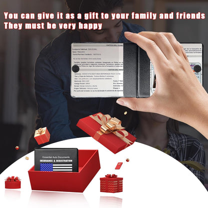 Ziciner Car Registration Insurance Holder, 2Pack Essential Auto Card Document Glove Box Organizer with Touch Fastener, Vehicle Interior Accessories Perfect for Most Car, Truck, SUV (Red/Small Car)