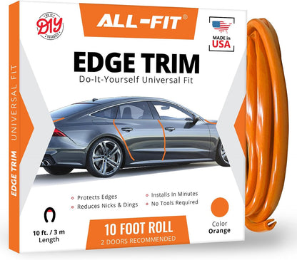 All-Fit Automotive Car Door Edge Protector – Universal DIY Edge Trim to Prevent Scratches & Dings – Flexible Adhesive Molding Trim for Cars, Trucks & SUVs (10 Ft - Black)