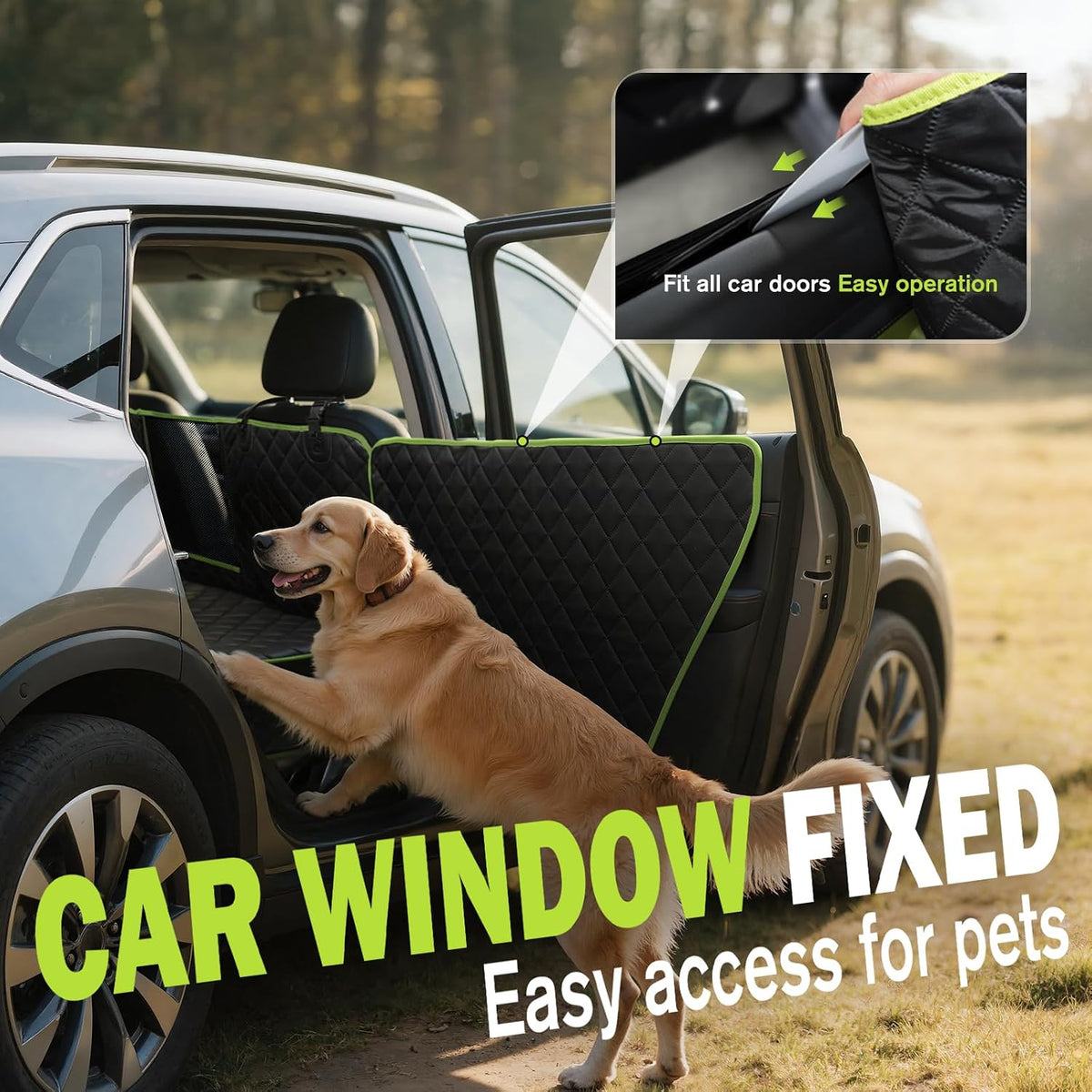 Dog Car Seat Cover for Back Seat, Waterproof Leather Fabric Back Seat Extender for dogs 52.4 * 24.4in, Foldable in The Car, Hard PVC Panels Bottom Support to 330 lbs, for Cars/Mid-Size SUV/Small Truck