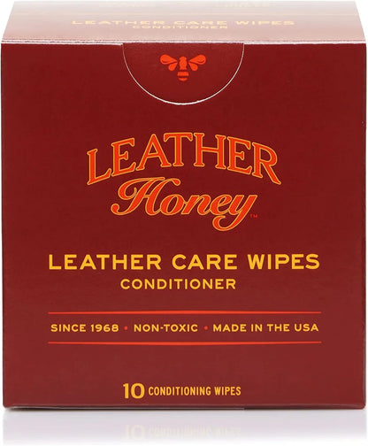 Leather Honey Leather Wipe Kit: Clean & Restore On-The-Go. For Any Color of Leather Couches, Car Seats, Purses, Shoes & Bags. Nontoxic, Ready-to-Use & Made in the USA. 5 Cleaner & 5 Conditioner Wipes