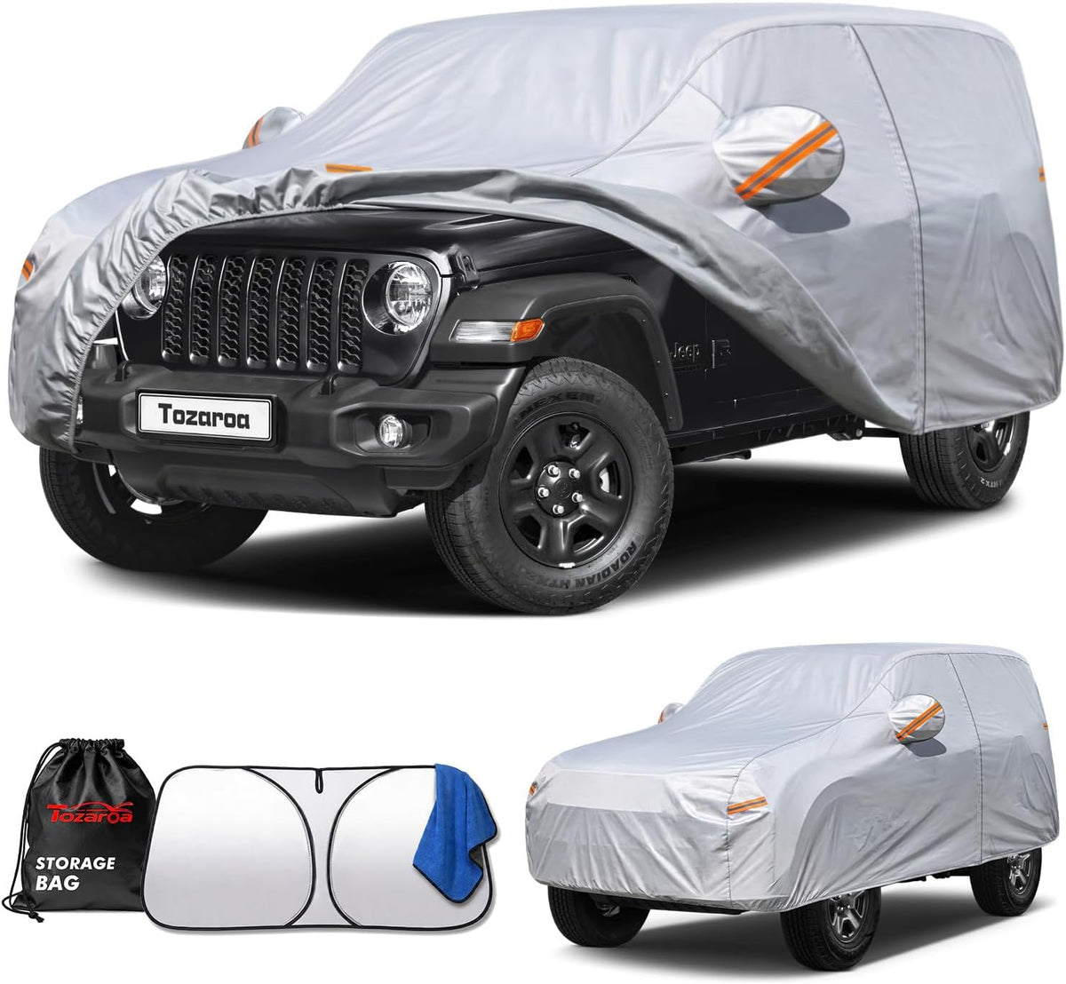 Car Cover Waterproof All-Weather,Heavy-Duty Outdoor Full Exterior Automobiles Sedan/Coupe (Length 186-193 inch) with Windshield Sun Shade Universal Fit Toyota Camry, Tesla Model 3, Accord etc