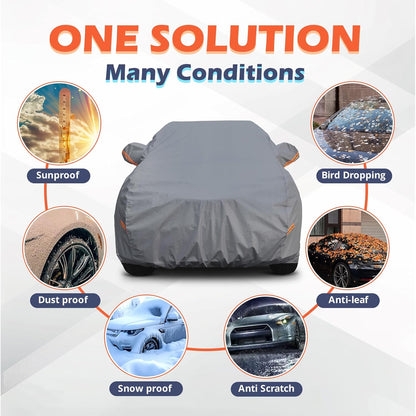 Coverlex Large Car Cover for SUV, Outdoor SUV Cover Universal Fit for Dodge Durango, Audi Q7, BMW X5, Benz GLE, Acura MDX, CX-9, VW Atlas, Jeep Grand Cherokee, Infiniti QX60, Length 201 Inches