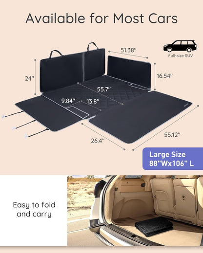 SUV Cargo Liner Waterproof Scratch-Resistant for Dogs Pet Trunk Mat with Non-Slip Bumper Flap Protector Heavy-Duty Cover for Sedans SUV