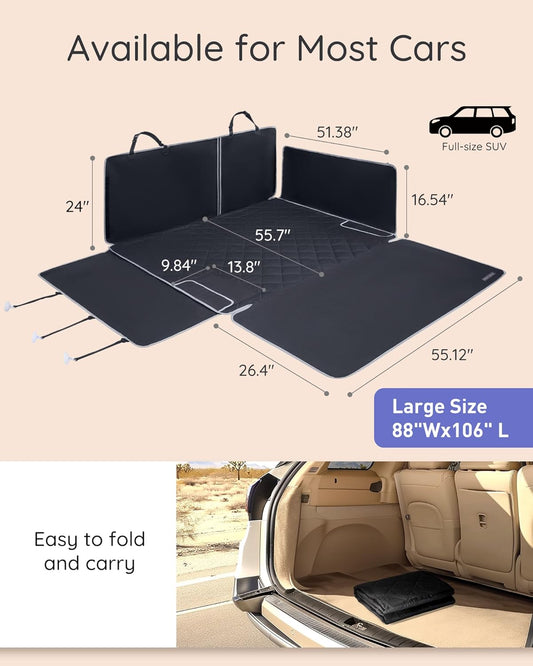 SUV Cargo Liner Waterproof Scratch-Resistant for Dogs Pet Trunk Mat with Non-Slip Bumper Flap Protector Heavy-Duty Cover for Sedans SUV