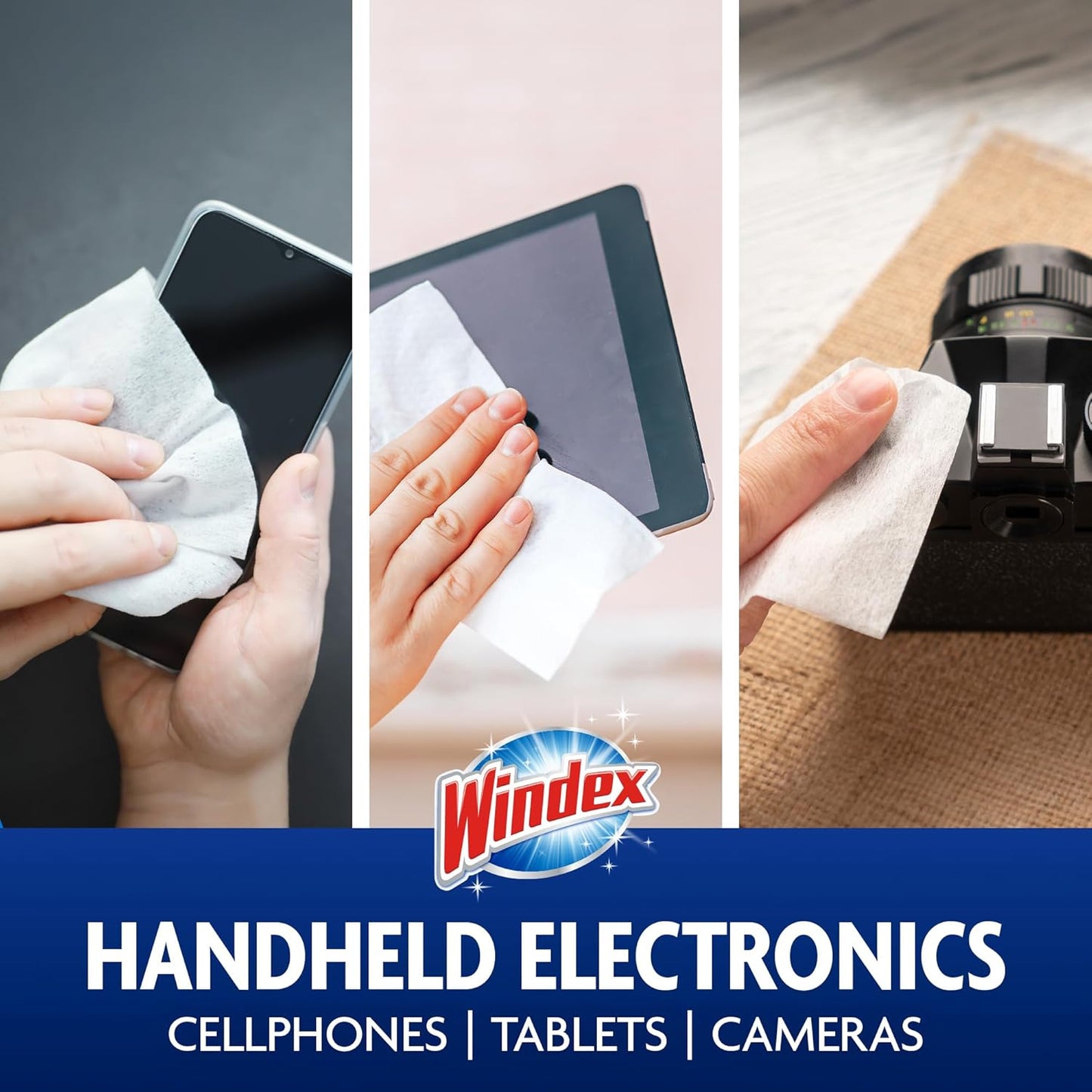 Windex Electronic Cleaning Wipes, Pre-Moistened Screen Wipes for TVs, Phones, and Other Electronics, Resealable for a Freshness Lock, 25 Count