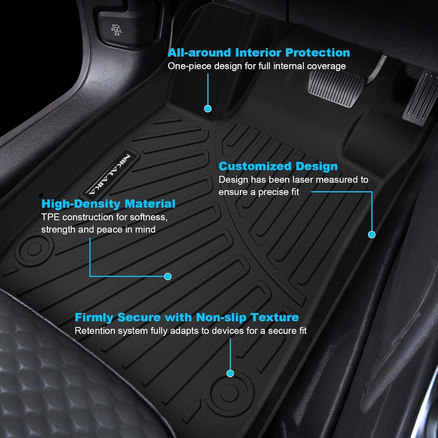 Floor Mats & Cargo Liner & Backrest Mat for 2024 2025 2026 Chevrolet/Chevy Trax All Weather Protection TPE Rubber Full Set Automotive Floor Liners Accessories, Odorless Anti-Slip, Black